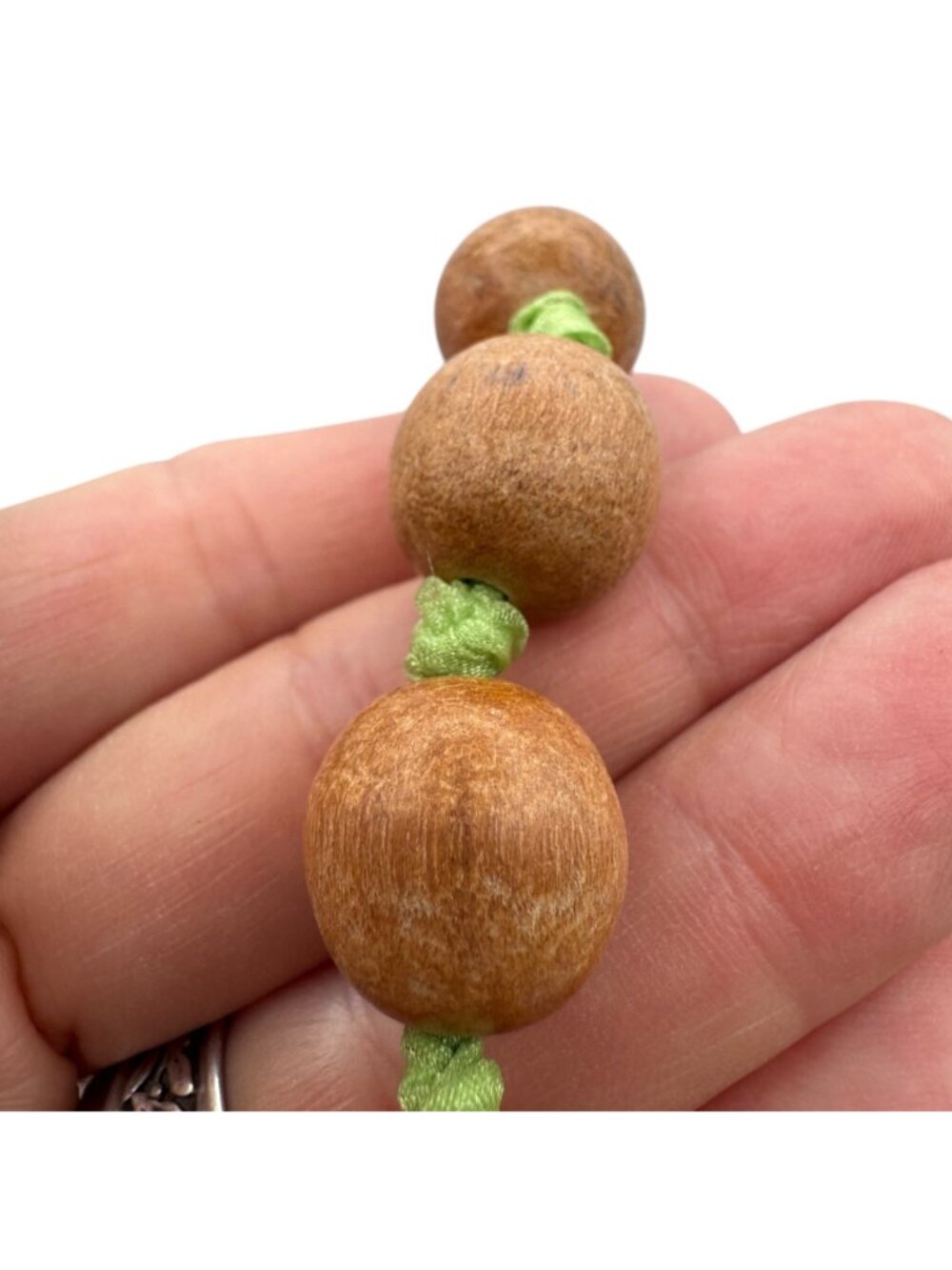 Vintage 1970s Wood Bead Necklace Bracelet Lot 7pcs BOHO Retro Natural - Picture 11 of 16